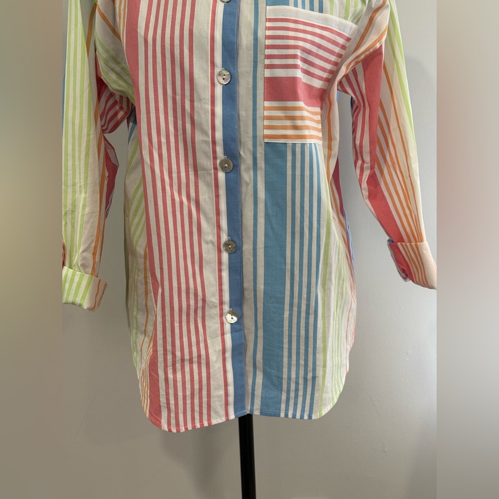 Ruby Rd PM Colorful Striped Button-Up Shirt 806 - Picture 3 of 8